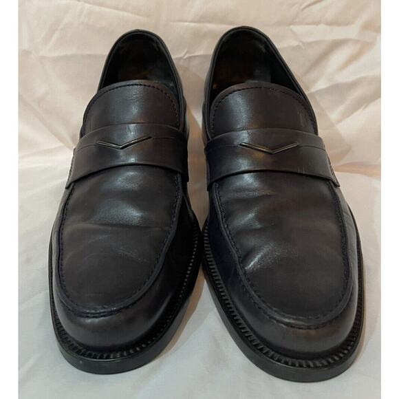 Mens Tods Blue Leather Penny Bar Loafers Oxfords Shoes 8 main image 4